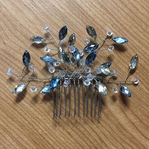 Handcrafted Blue and Silver Hair comb